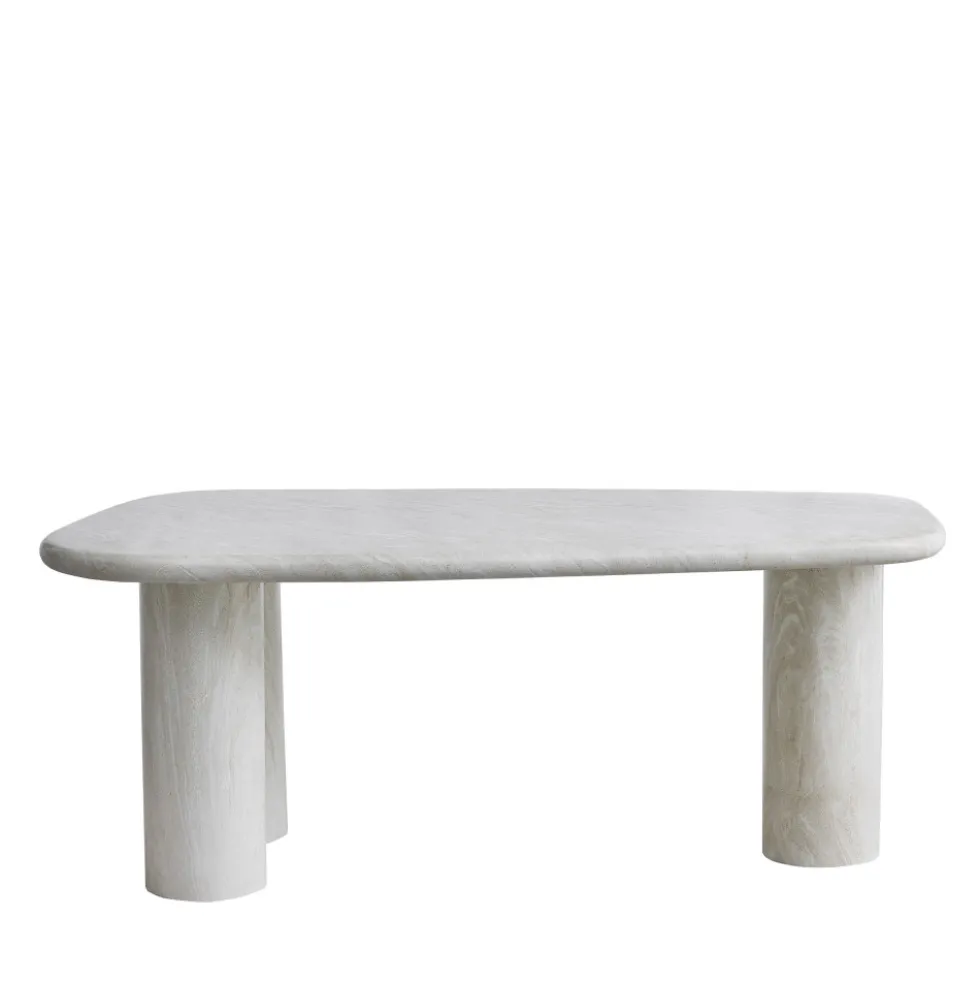 RHODES Table à manger 6 personnes en effet travertin