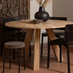RHONDA Table à manger 4 personnes ronde en bois