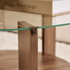 RIA Table basse ronde en verre trempé et bois ø75cm