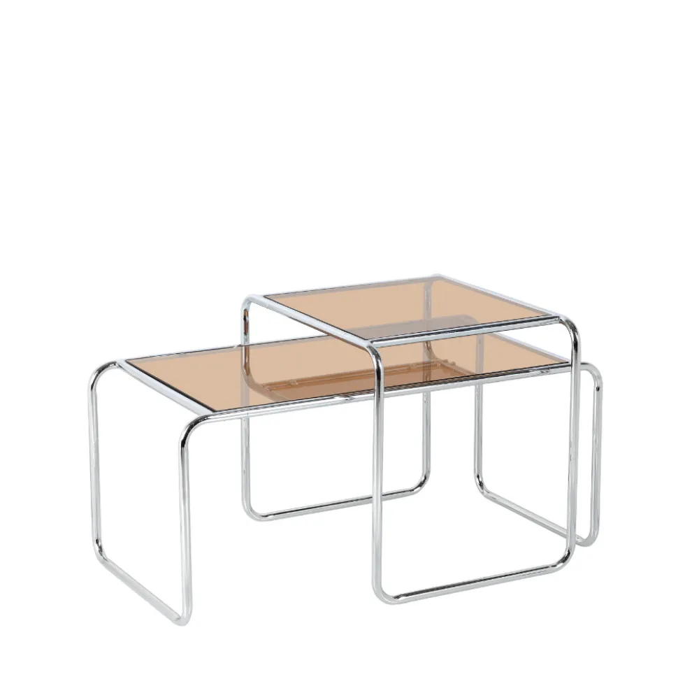 RIKA Table basse en verre pieds chrome