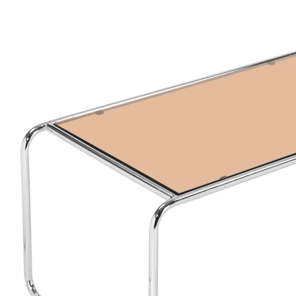 RIKA Table basse en verre pieds chrome