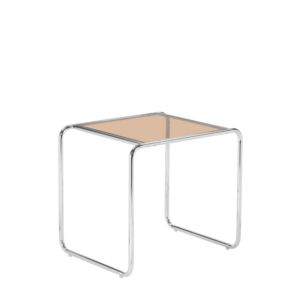 RIKA Table d'appoint en verre pieds chrome