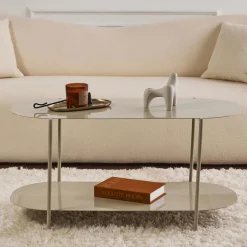 RILO Table basse ovale en métal 100x51cm