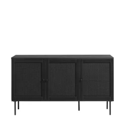 RINTO Buffet 3 portes en bois et métal L140cm