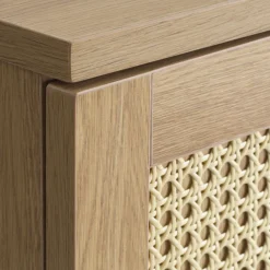 RINTO Buffet haut 2 portes bois et métal H135cm