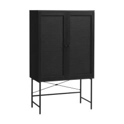 RINTO Buffet haut 2 portes bois et métal H135cm