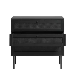 RINTO Commode 3 tiroirs en bois et métal L80cm