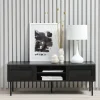 RINTO Meuble TV 2 portes 2 niches en bois et métal L120cm