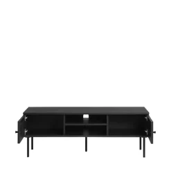 RINTO Meuble TV 2 portes 2 niches en bois et métal L120cm