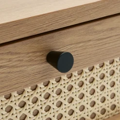 RINTO Table basse 2 tiroirs en bois et métal