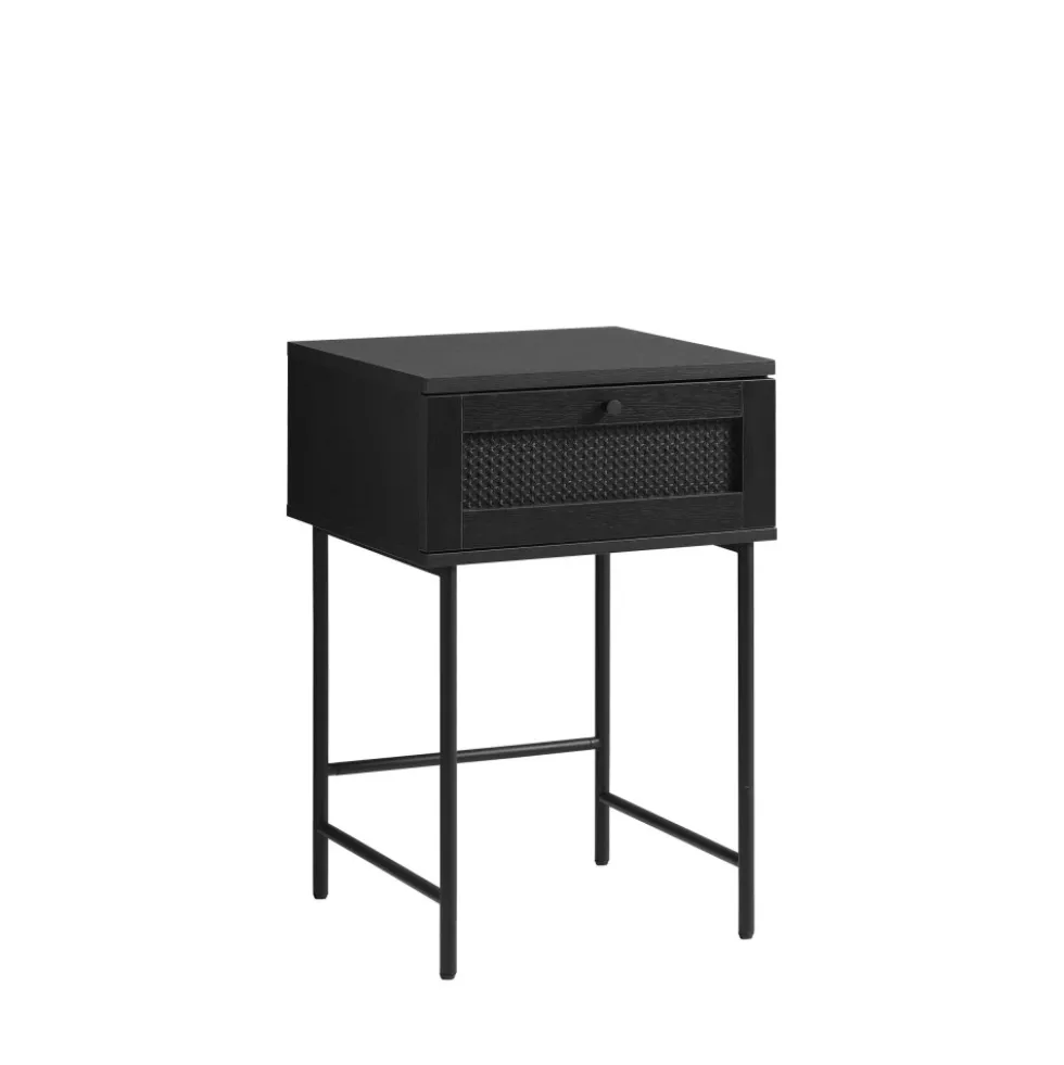RINTO Table de chevet 1 tiroir en bois et métal