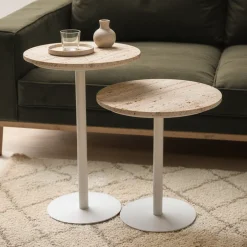 RITO Table d'appoint en métal et travertin ø35cm
