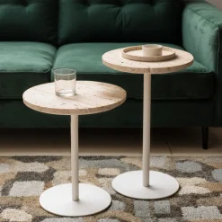 RITO Table d'appoint en métal et travertin ø35cm