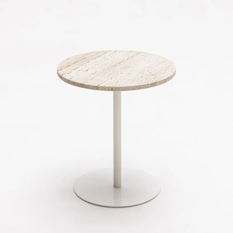RITO Table d'appoint en métal et travertin ø40cm