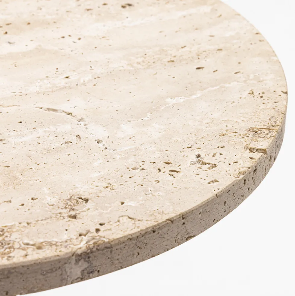 RITO Table d'appoint en métal et travertin ø40cm