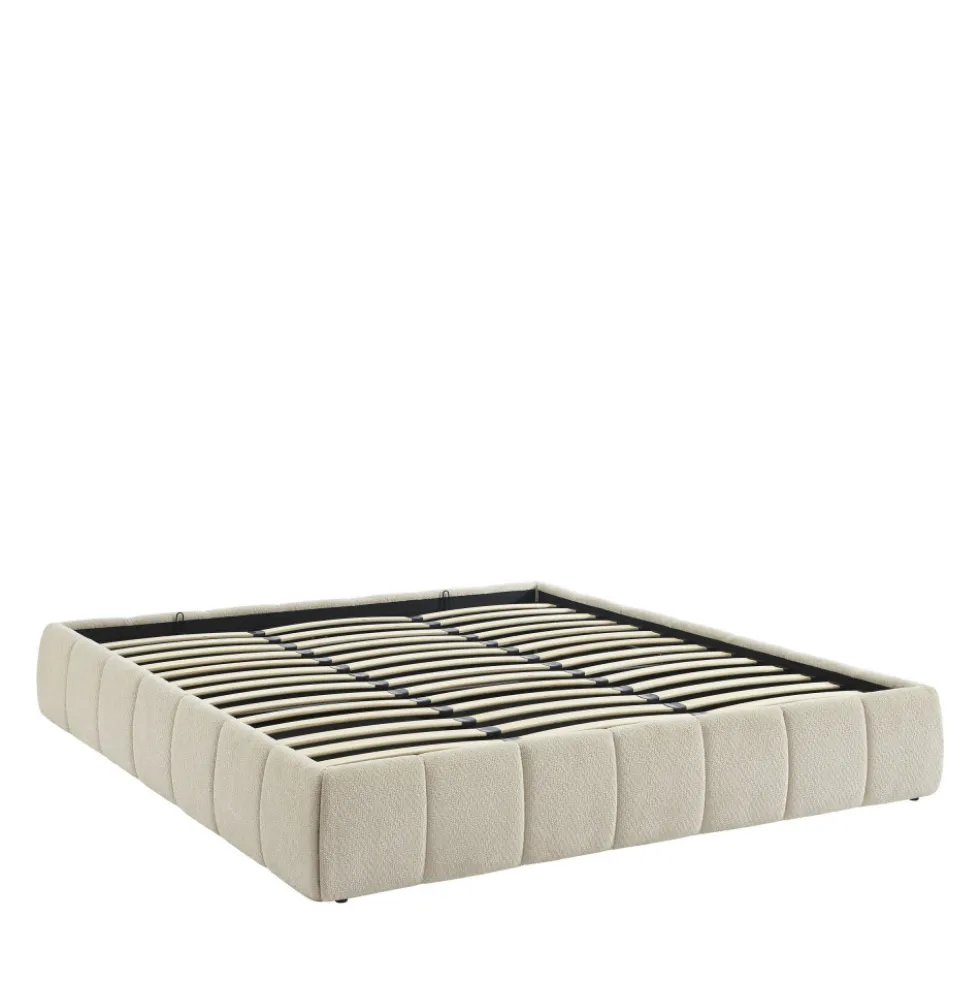 ROMEO Lit coffre en tissu chenille 180x200cm