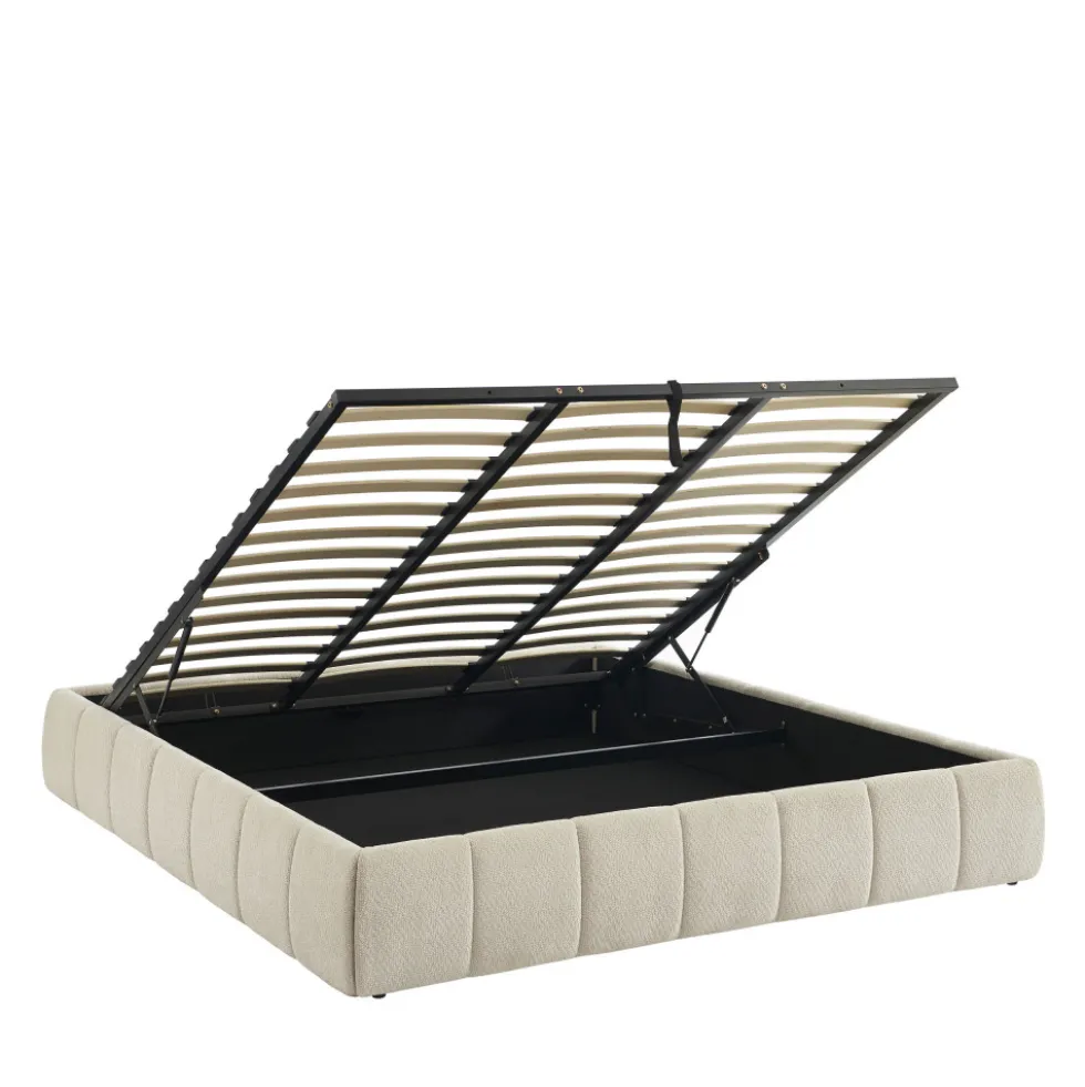ROMEO Lit coffre en tissu chenille 180x200cm