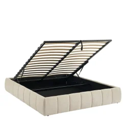 ROMEO Lit coffre en tissu chenille 160x200cm