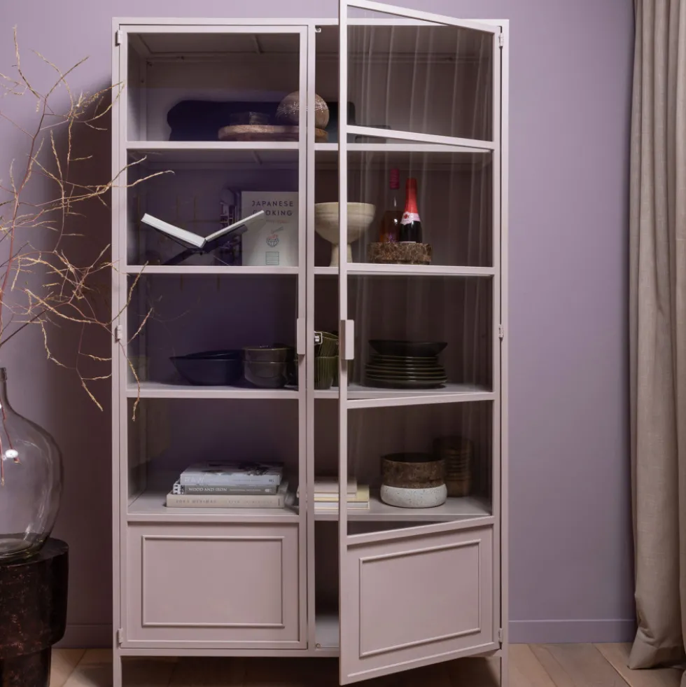 RONJA Vaisselier 2 portes en verre et métal H189cm