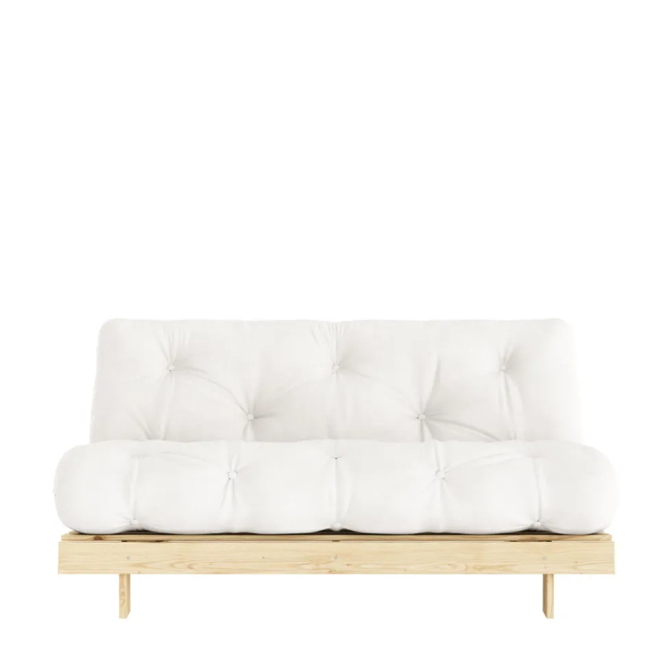 ROOTS Canapé convertible 160x200cm en bois naturel et tissu
