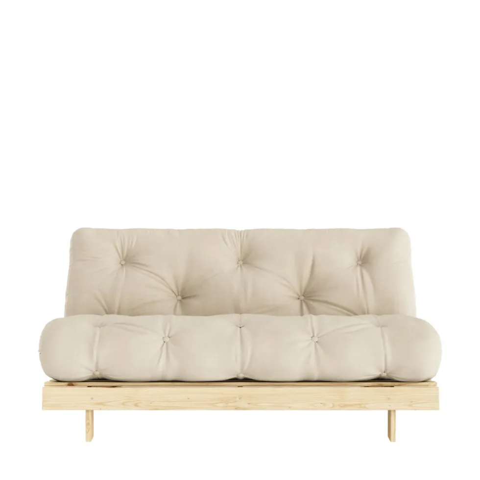ROOTS Canapé convertible 160x200cm en bois naturel et tissu