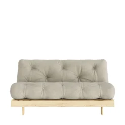 ROOTS Canapé convertible 160x200cm en bois naturel et tissu
