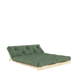 ROOTS Canapé convertible 160x200cm en bois naturel et tissu