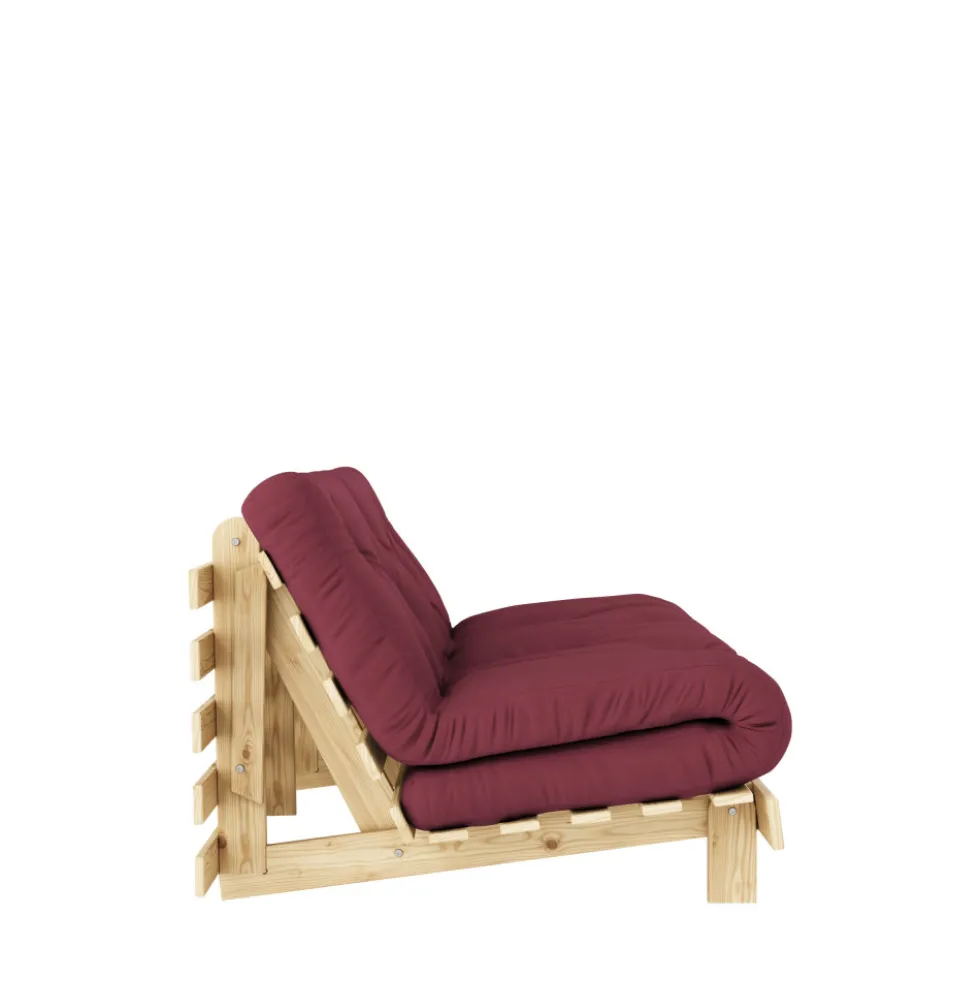 ROOTS Canapé convertible 160x200cm en bois naturel et tissu