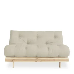 ROOTS Canapé convertible 140x200cm en bois naturel et tissu