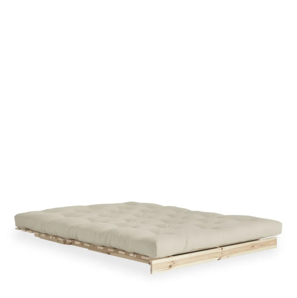 ROOTS Canapé convertible 140x200cm en bois naturel et tissu