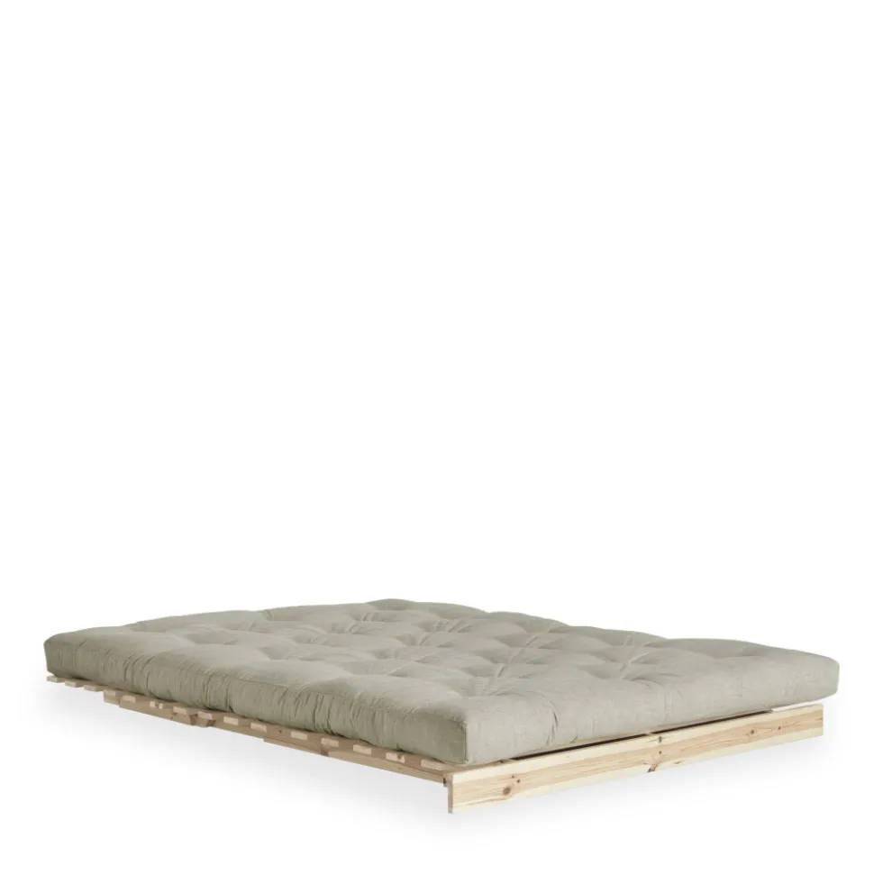ROOTS Canapé convertible 140x200cm en bois naturel et tissu