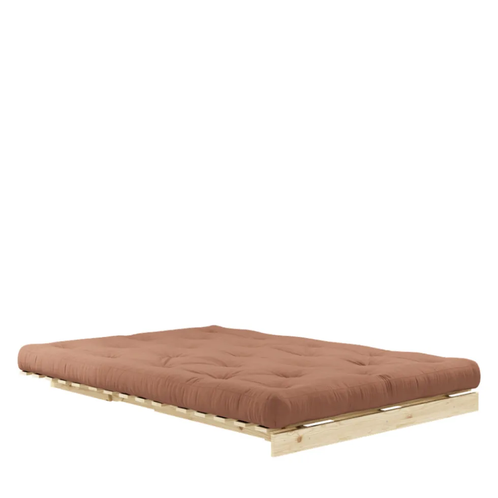 ROOTS Canapé convertible 140x200cm en bois naturel et tissu