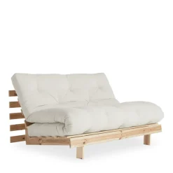 ROOTS Canapé convertible 140x200cm en bois naturel et tissu