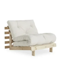ROOTS Fauteuil convertible 90x200cm en bois naturel et tissu
