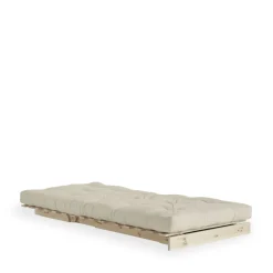 ROOTS Fauteuil convertible 90x200cm en bois naturel et tissu