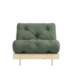 ROOTS Fauteuil convertible 90x200cm en bois naturel et tissu
