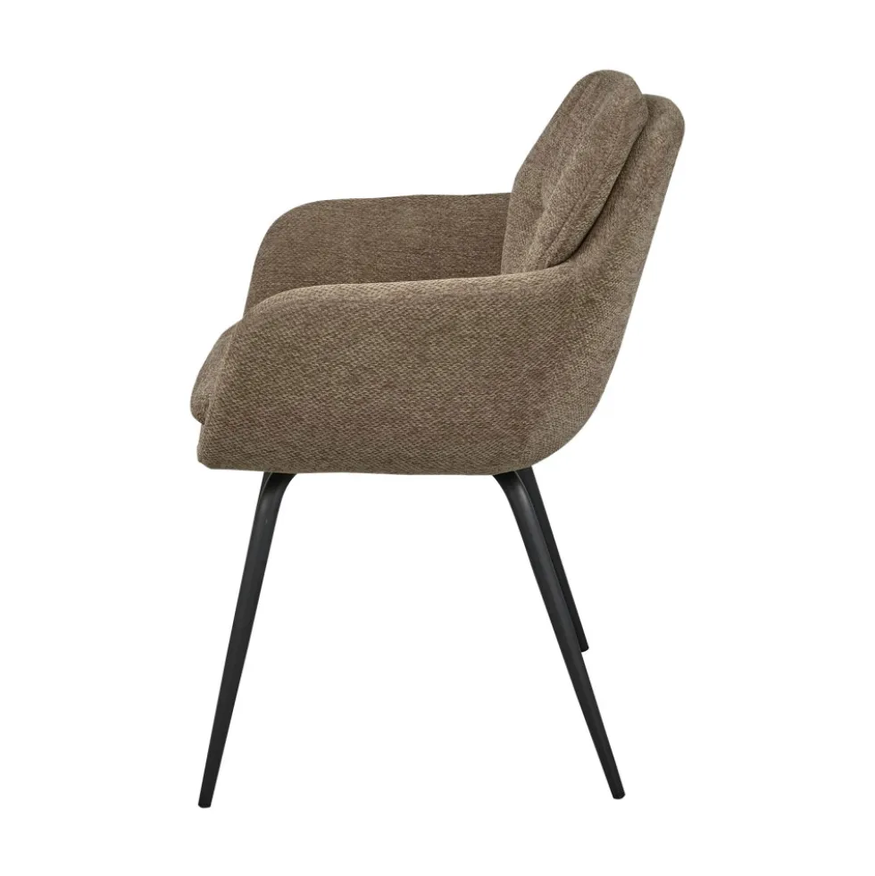 RUNA Lot de 2 fauteuils de table en tissu et métal
