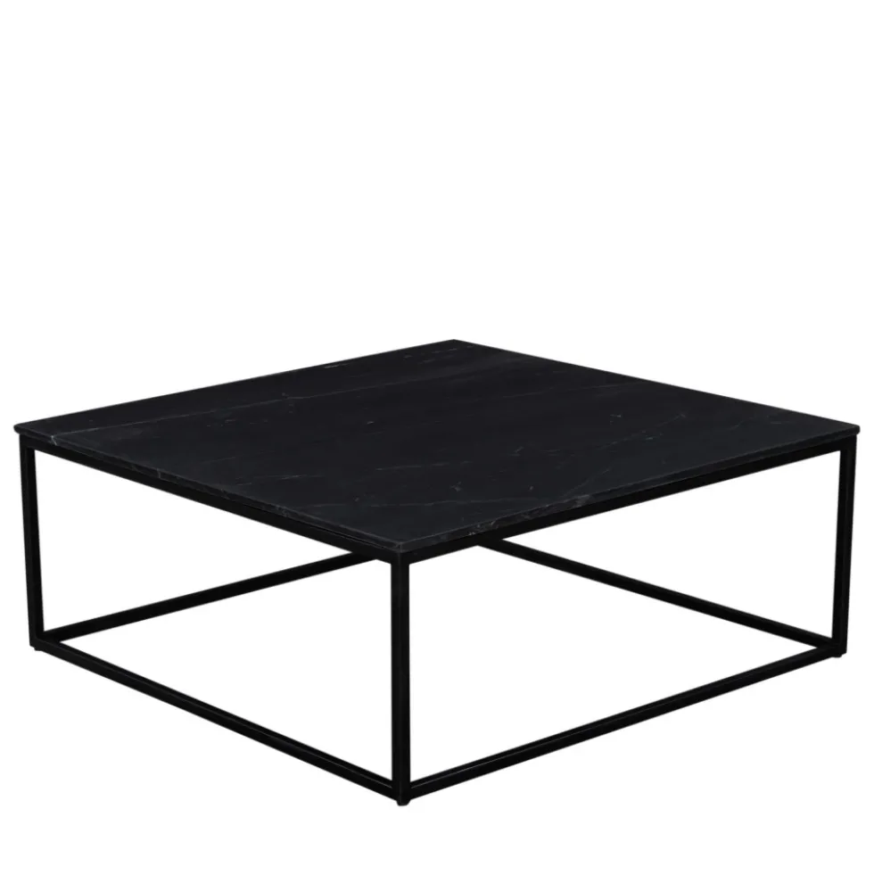 SAKU Table basse carrée en marbre et métal 100x100cm