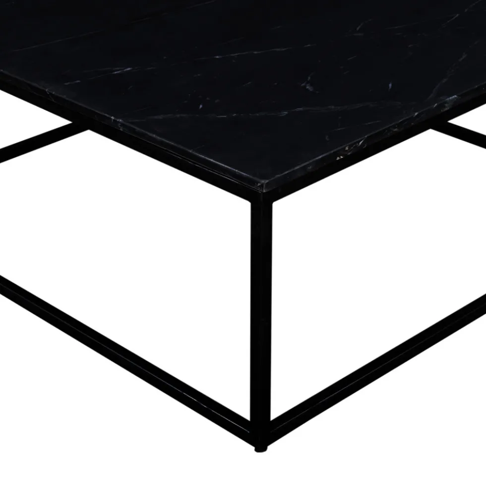 SAKU Table basse carrée en marbre et métal 100x100cm