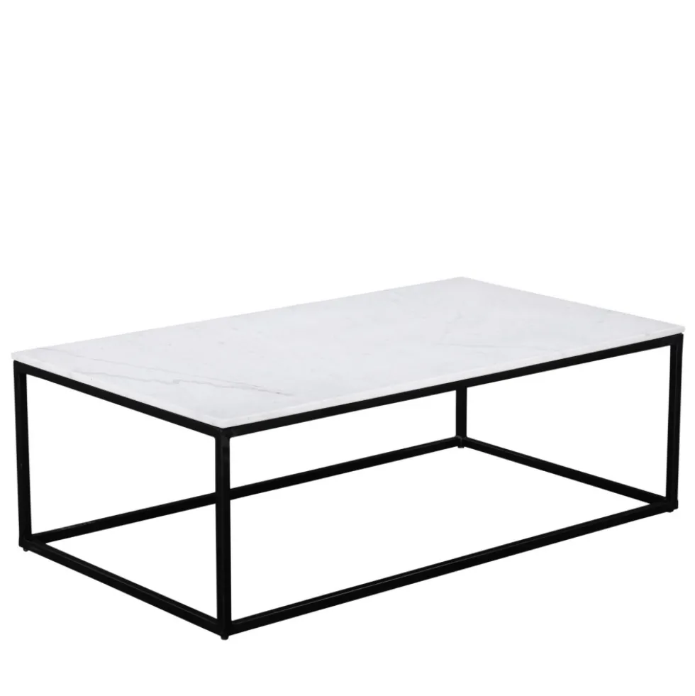 SAKU Table basse en marbre et métal 120x65cm