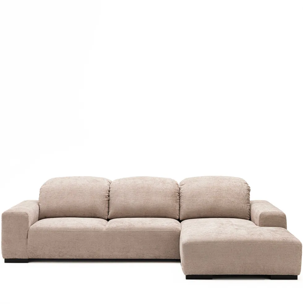 SAM Canapé d'angle droit 4 places avec têtières réglables en tissu chenille