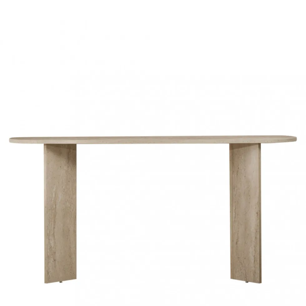 SAM Console ovale en effet travertin L150cm