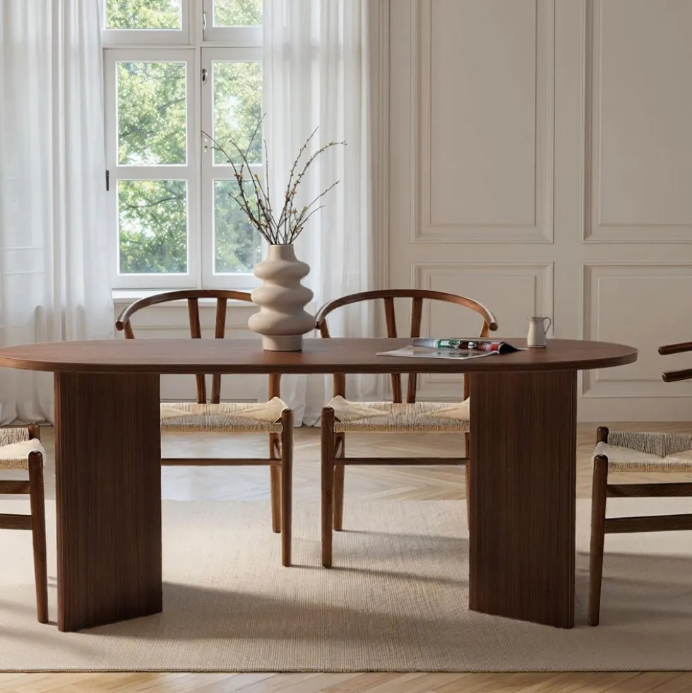 SAM Table à manger 8 personnes ovale en bois