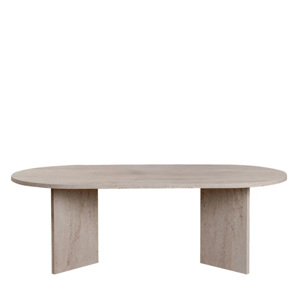 SAM Table basse ovale effet travertin 119x60cm