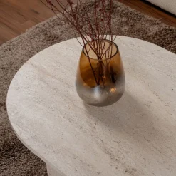 SAM Table basse ovale effet travertin 119x60cm