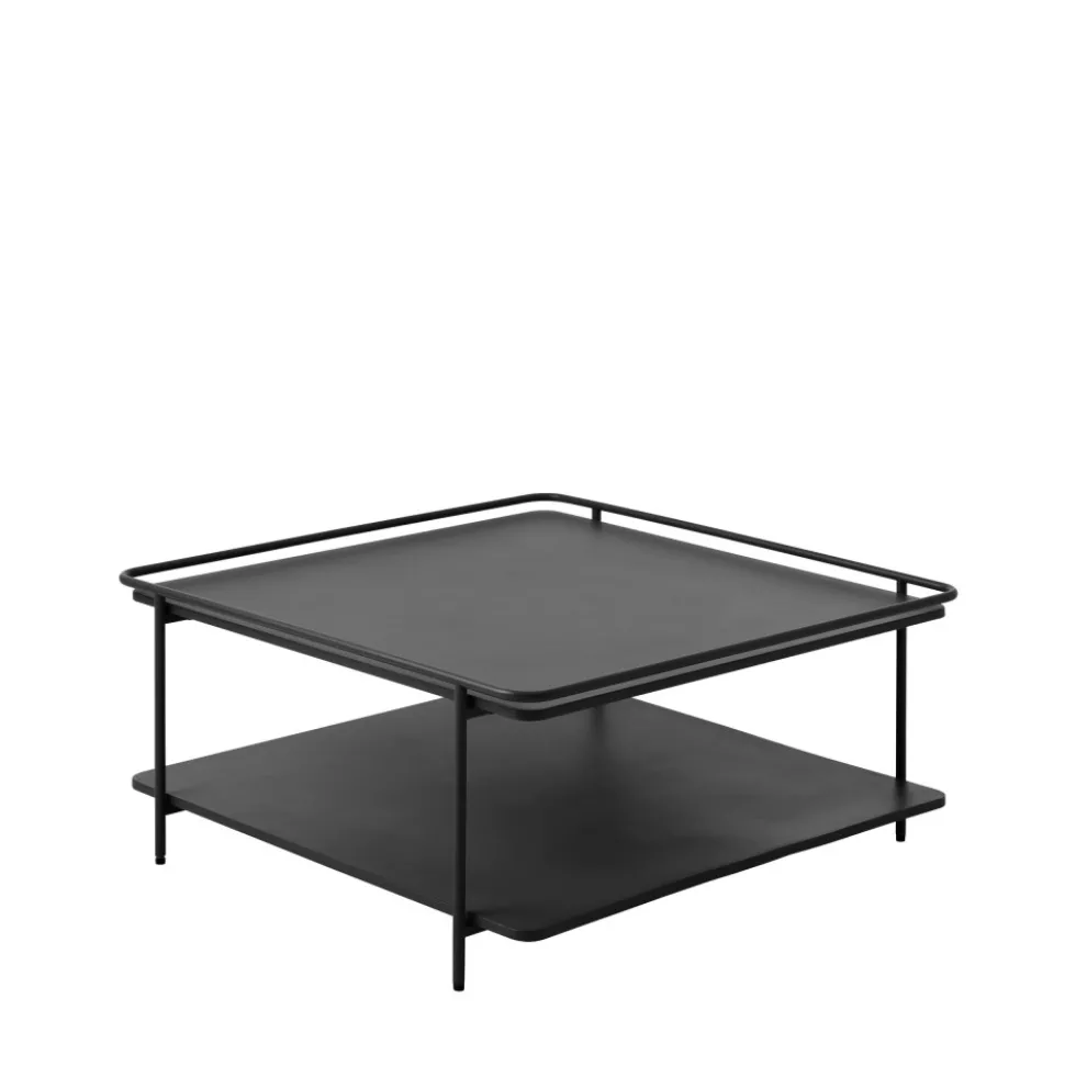 SARANDA Table basse carrée 2 plateaux en métal 75x75cm