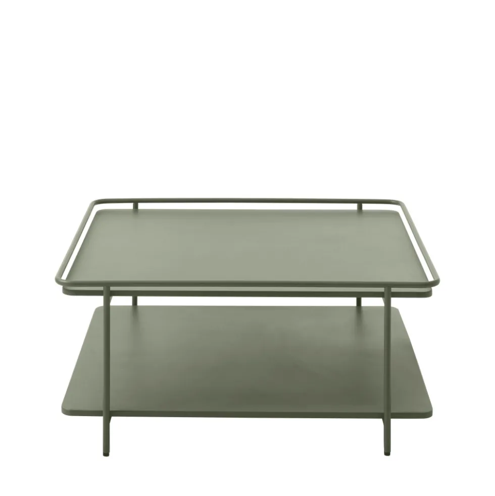 SARANDA Table basse carrée 2 plateaux en métal 75x75cm
