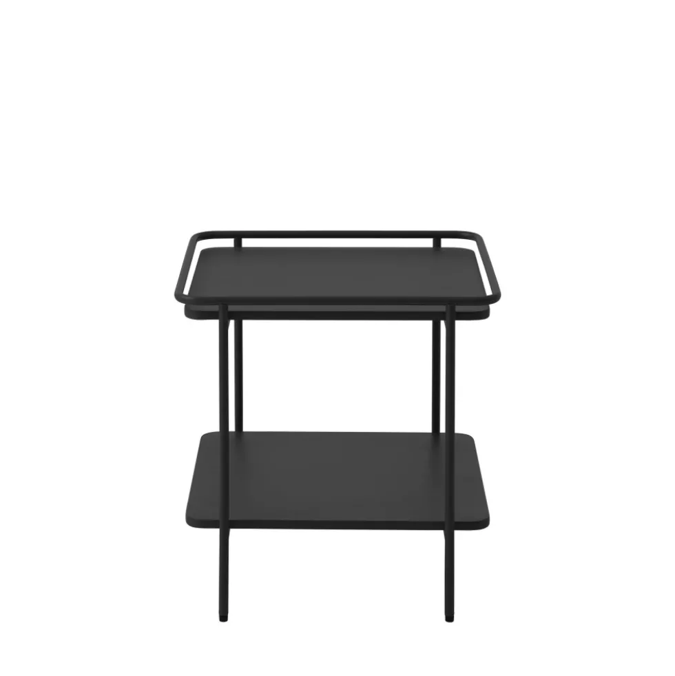 SARANDA Table d'appoint carrée 2 plateaux en métal 45x45cm