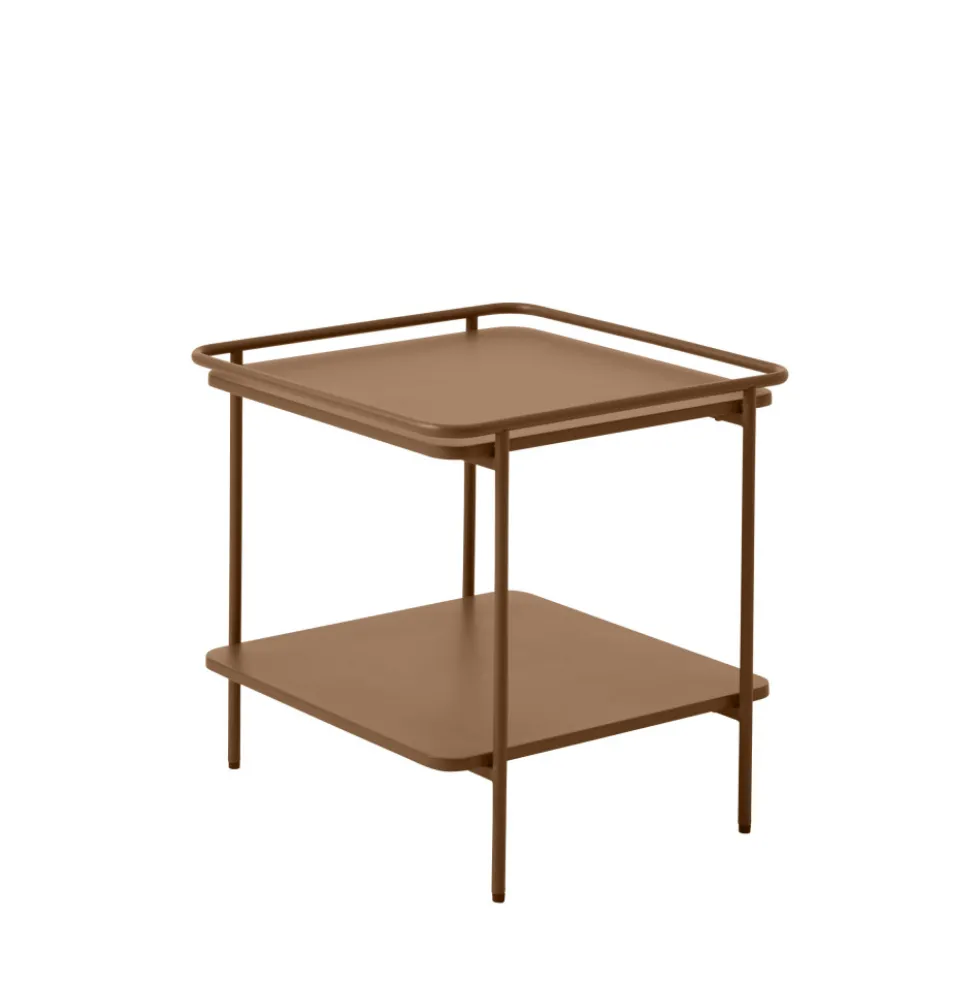 SARANDA Table d'appoint carrée 2 plateaux en métal 45x45cm