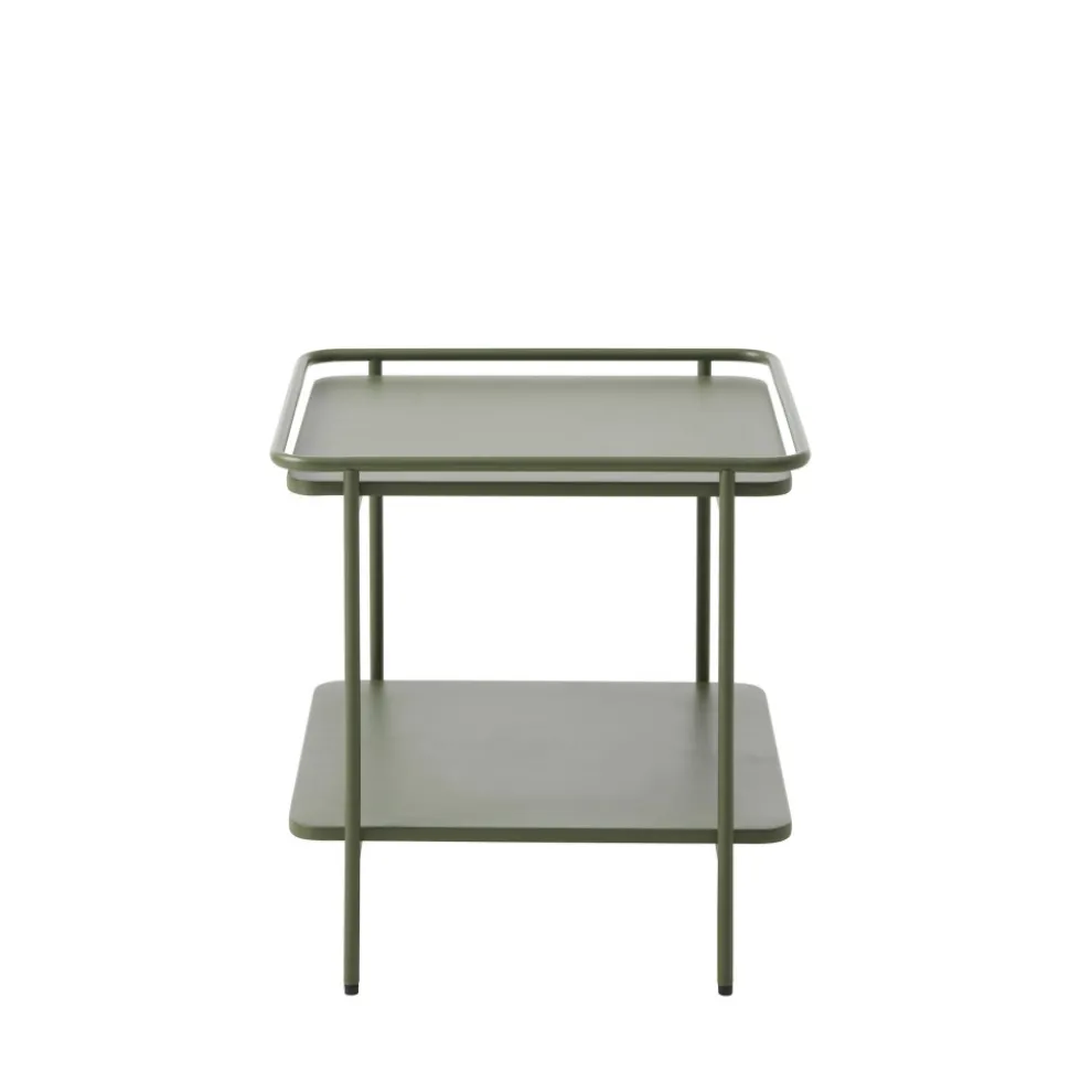 SARANDA Table d'appoint carrée 2 plateaux en métal 45x45cm